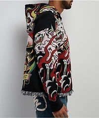 Ed Hardy Tattoo Collage Black Tapestry Hoodie