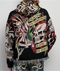 Ed Hardy Tattoo Collage Black Tapestry Hoodie