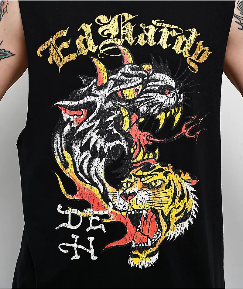 Ed Hardy Tiger Black Cutoff Tank Top