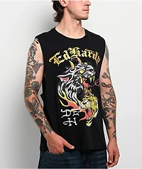 Ed Hardy Tiger Black Cutoff Tank Top