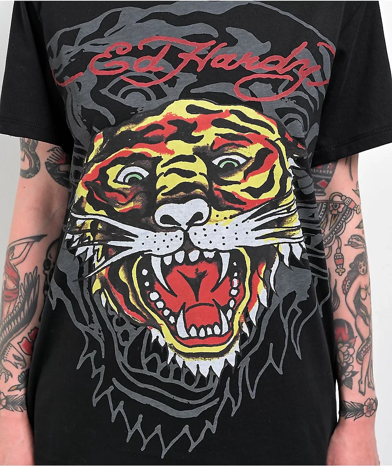Ed Hardy Tiger Black Wash T-Shirt