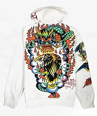 Ed Hardy Tiger Dragon Ivory Zip Hoodie