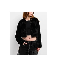 Ed Hardy Tiger Flame Black Plush Zip Hoodie