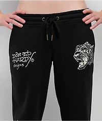 Ed Hardy Tiger Flame Black Sweatpants