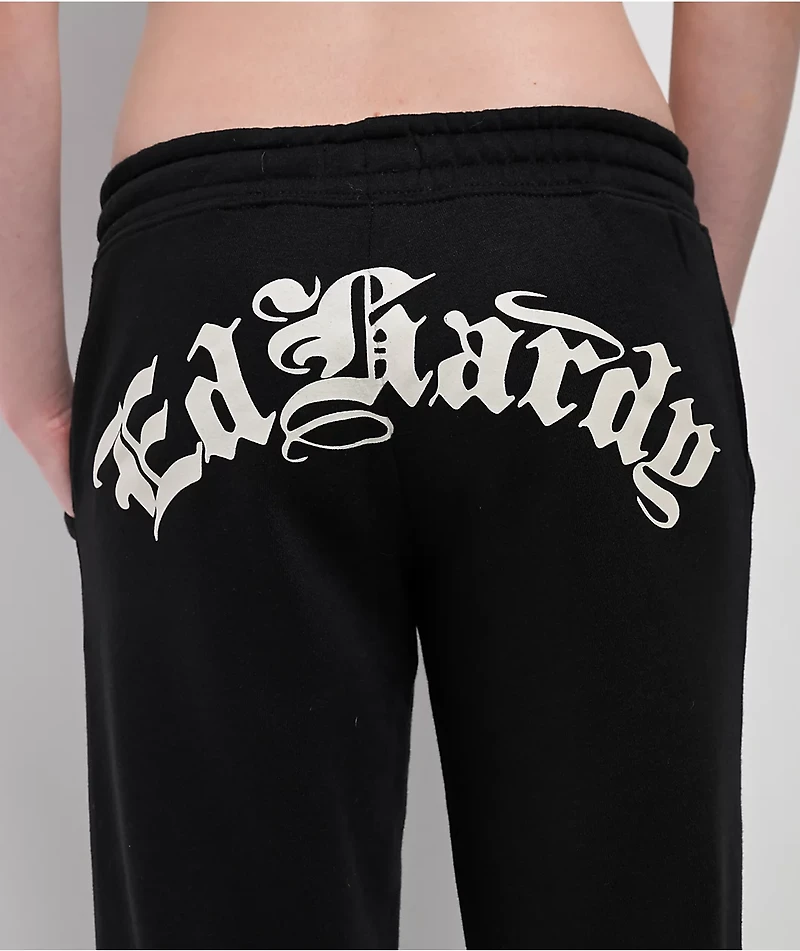 Ed Hardy Tiger Flame Black Sweatpants