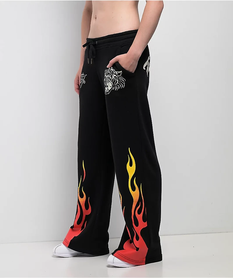 Ed Hardy Tiger Flame Black Sweatpants