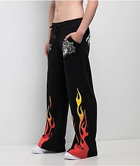 Ed Hardy Tiger Flame Black Sweatpants