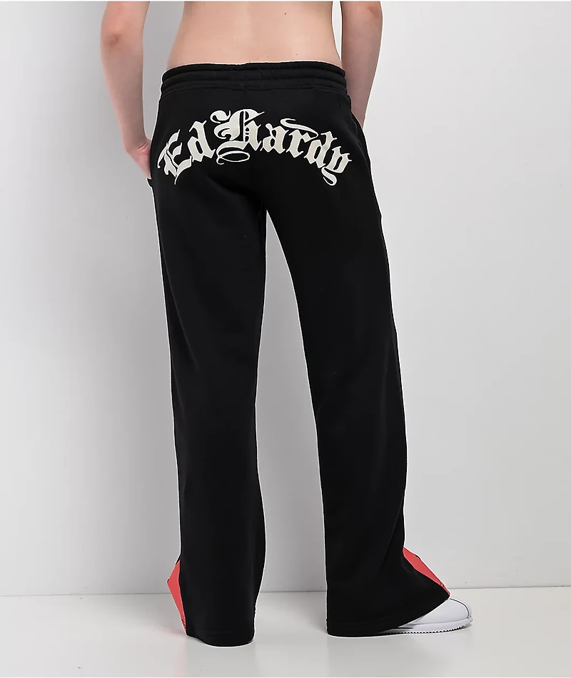 Ed Hardy Tiger Flame Black Sweatpants
