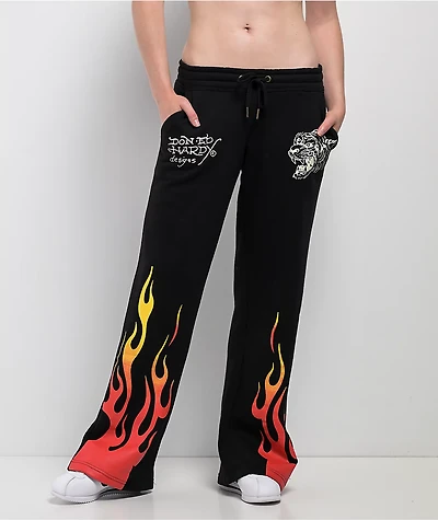 Ed Hardy Tiger Flame Black Sweatpants