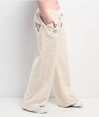 Ed Hardy Tiger Ivory Sherpa Wide Leg Sweatpants