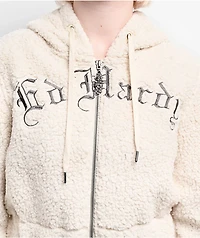 Ed Hardy Tiger Ivory Sherpa Zip Hoodie