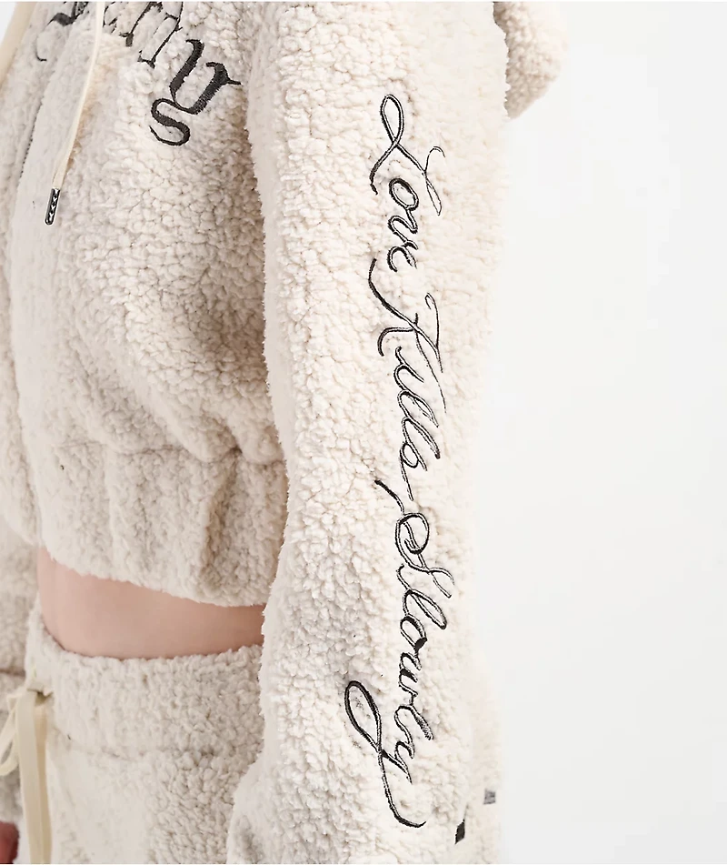 Ed Hardy Tiger Ivory Sherpa Zip Hoodie