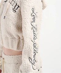 Ed Hardy Tiger Ivory Sherpa Zip Hoodie