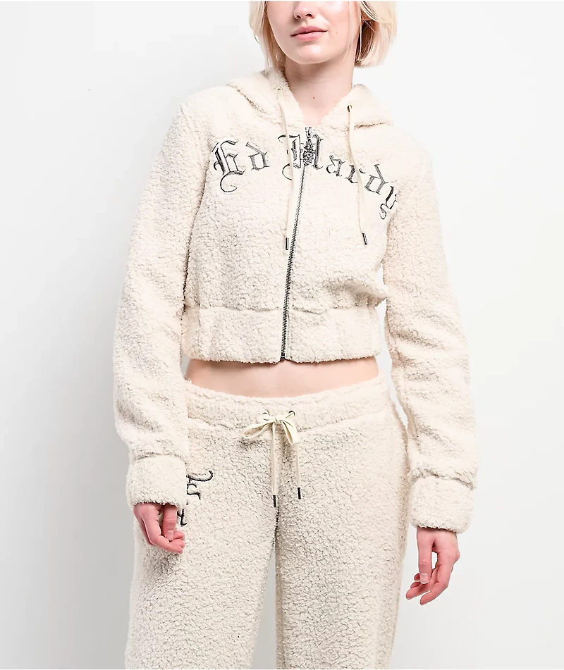 Ed Hardy Tiger Ivory Sherpa Zip Hoodie