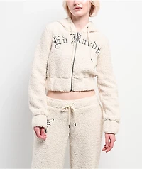 Ed Hardy Tiger Ivory Sherpa Zip Hoodie