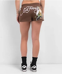 Ed Hardy Tiger Mountain Brown Sweat Shorts