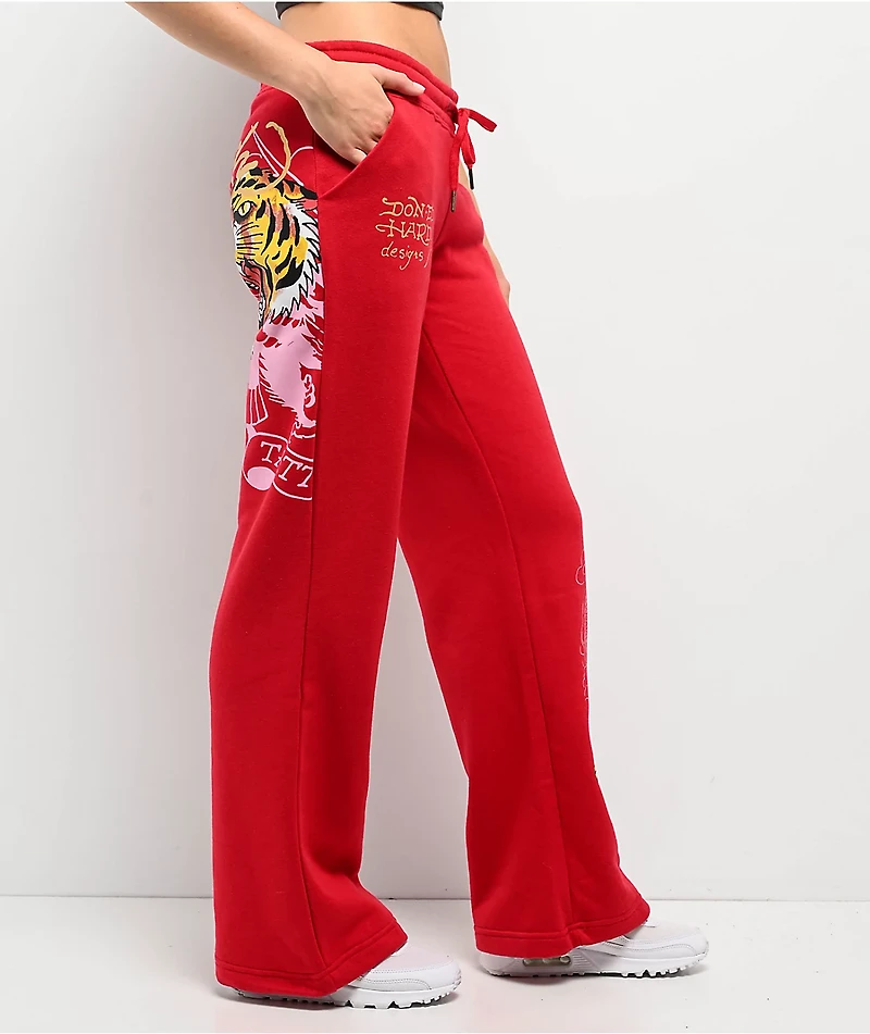 Ed Hardy Tiger Mountain Red Sweatpants