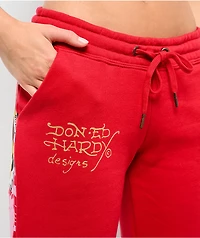 Ed Hardy Tiger Mountain Red Sweatpants