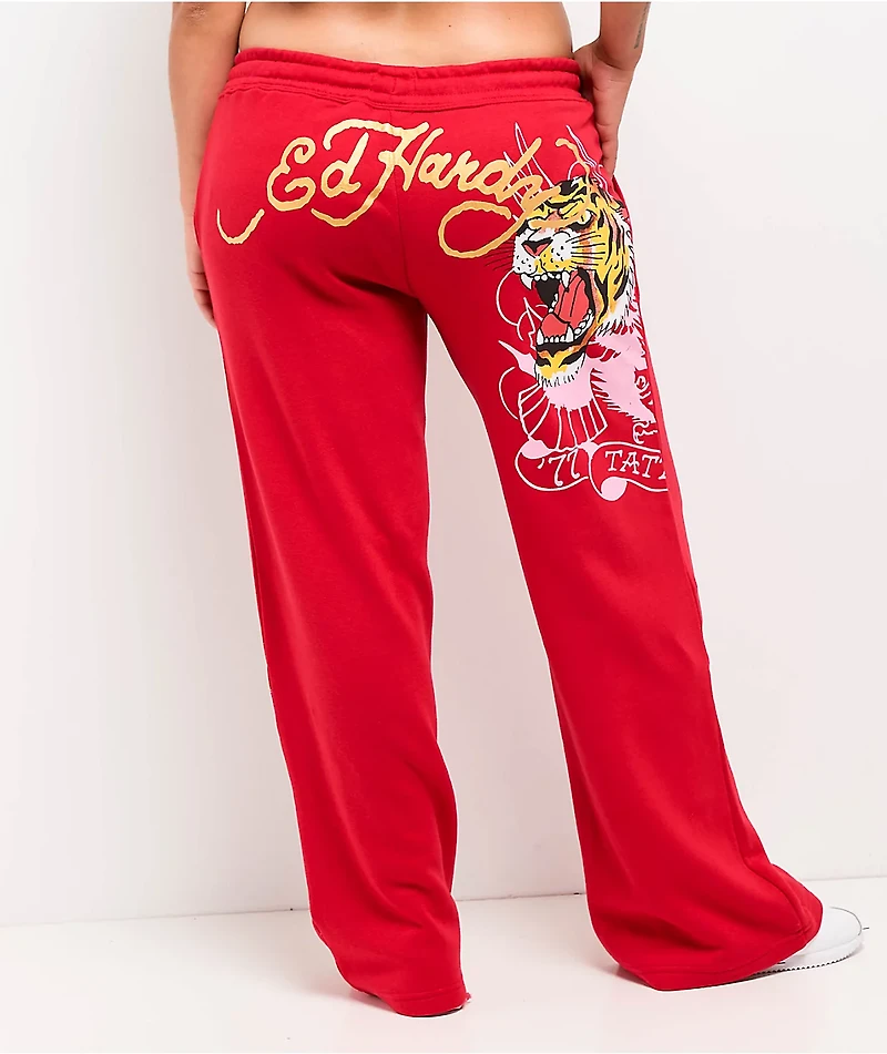Ed Hardy Tiger Mountain Red Sweatpants