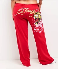 Ed Hardy Tiger Mountain Red Sweatpants