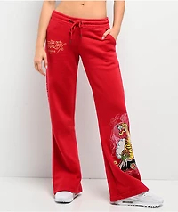 Ed Hardy Tiger Mountain Red Sweatpants