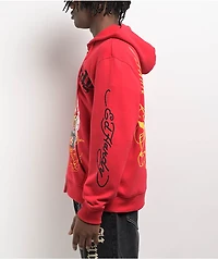 Ed Hardy Tiger Mountain Red Zip Hoodie