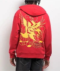Ed Hardy Tiger Mountain Red Zip Hoodie