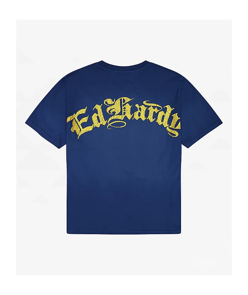 Ed Hardy Tiger Mountain Sunfade Navy Boxy T-Shirt