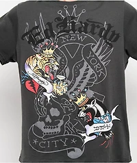 Ed Hardy Tiger Panther Charcoal T-Shirt