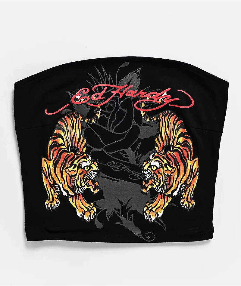 Ed Hardy Tigers Black Tube Top
