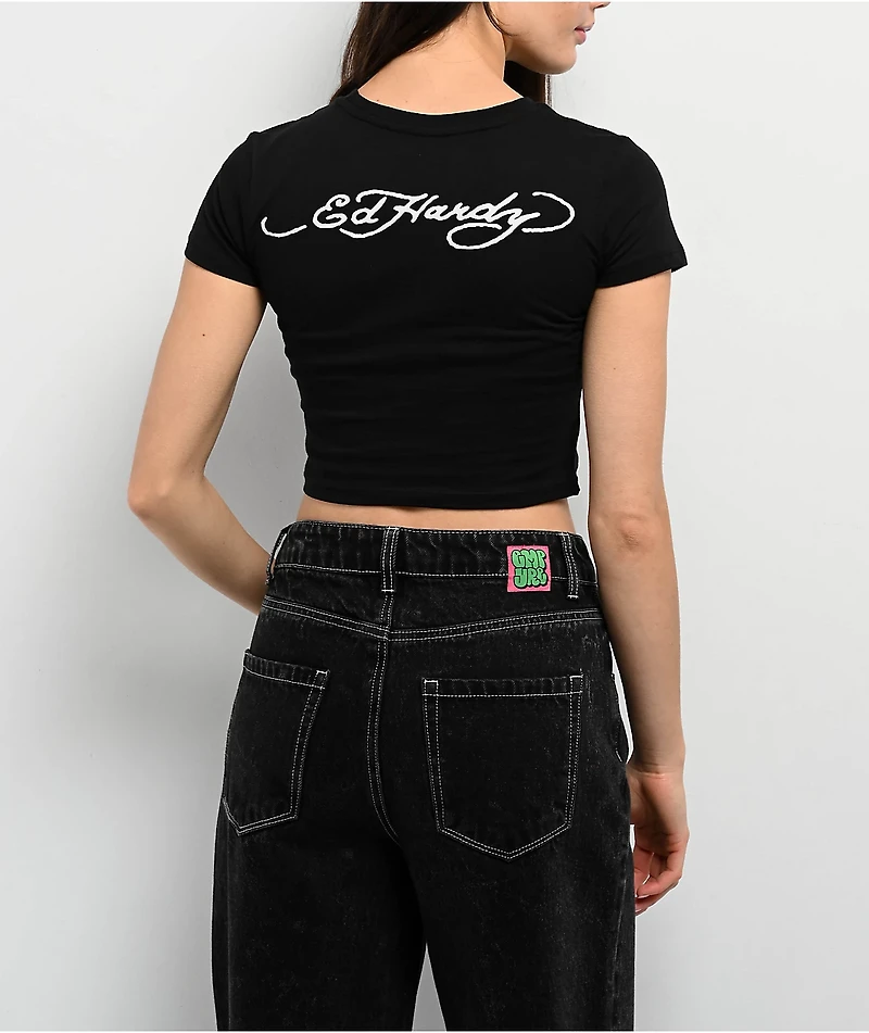 Ed Hardy True Eagle Black Crop T-Shirt
