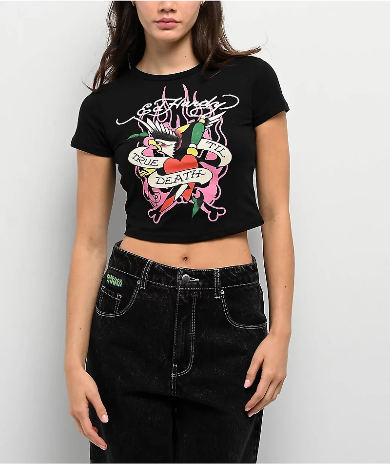 Ed Hardy True Eagle Black Crop T-Shirt