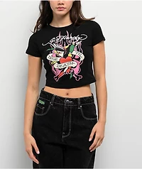 Ed Hardy True Eagle Black Crop T-Shirt