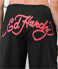 Ed Hardy True Love Black Cargo Parachute Pants