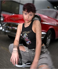 Ed Hardy True Love Black Ribbed Crop Tank Top