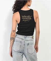 Ed Hardy True Love Black Ribbed Crop Tank Top
