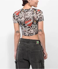 Ed Hardy White Mesh Crop T-Shirt