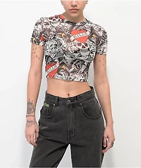 Ed Hardy White Mesh Crop T-Shirt