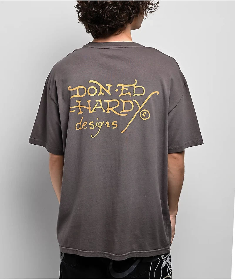 Ed Hardy Wing Skull Sunfade Grey T-Shirt