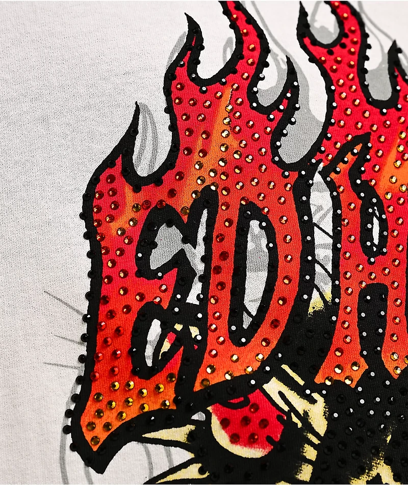 Ed Hardy Wolf Head Ivory Boxy T-Shirt