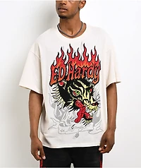 Ed Hardy Wolf Head Ivory Boxy T-Shirt