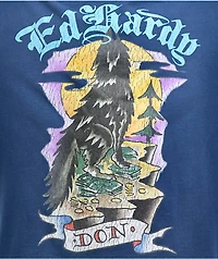 Ed Hardy Wolf Sunfade Navy T-Shirt