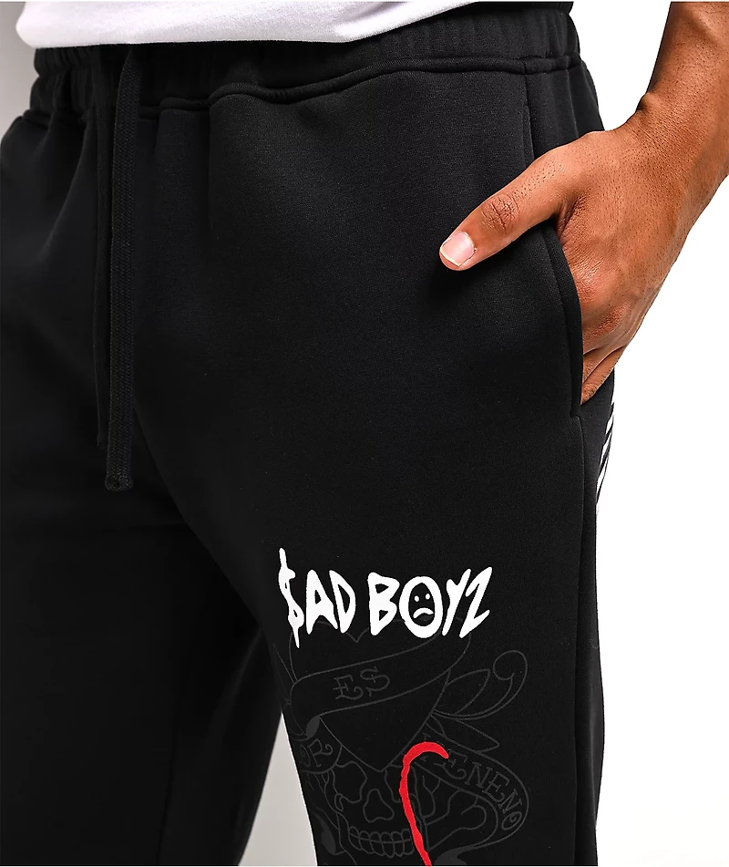 Ed Hardy x $AD BOYZ by Junior H Amor Y Veneno Black Baggy Sweatpants
