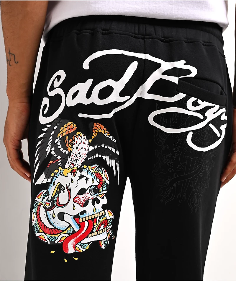 Ed Hardy x $AD BOYZ by Junior H Amor Y Veneno Black Baggy Sweatpants