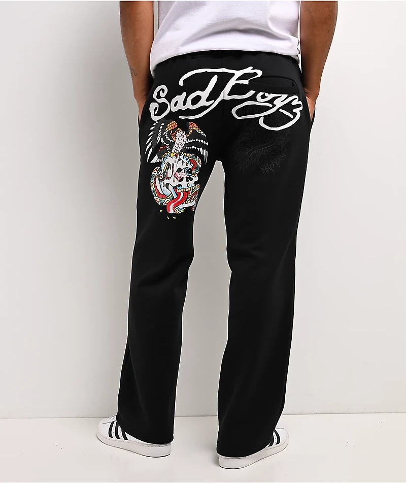 Ed Hardy x $AD BOYZ by Junior H Amor Y Veneno Black Baggy Sweatpants