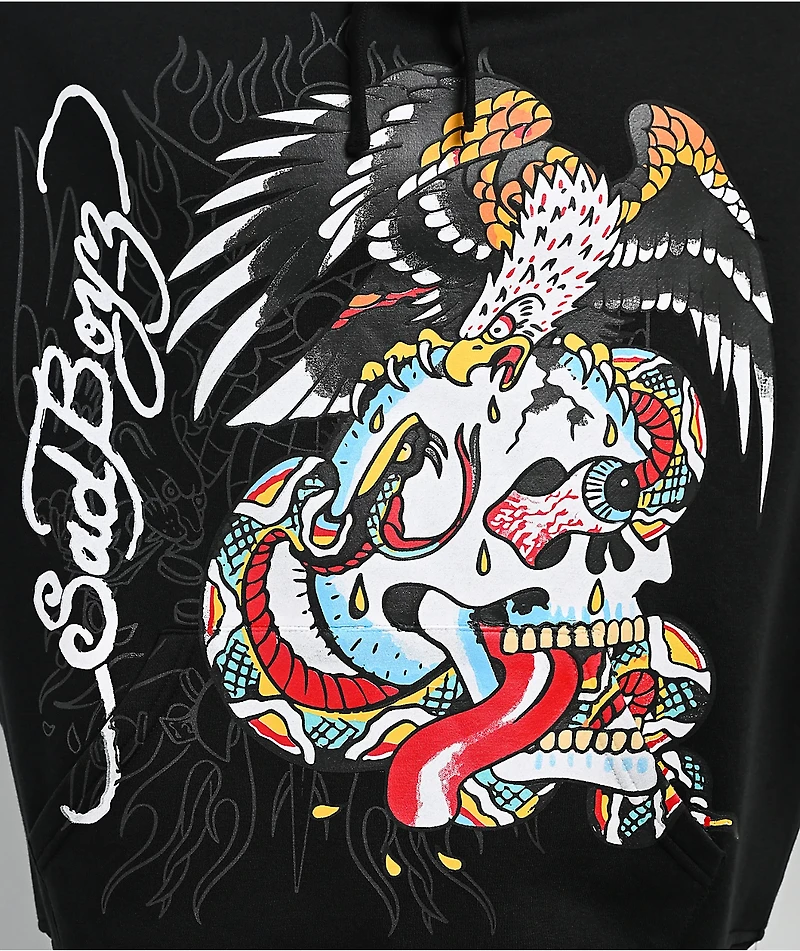 Ed Hardy x $AD BOYZ by Junior H Eagle Skull Black Hoodie