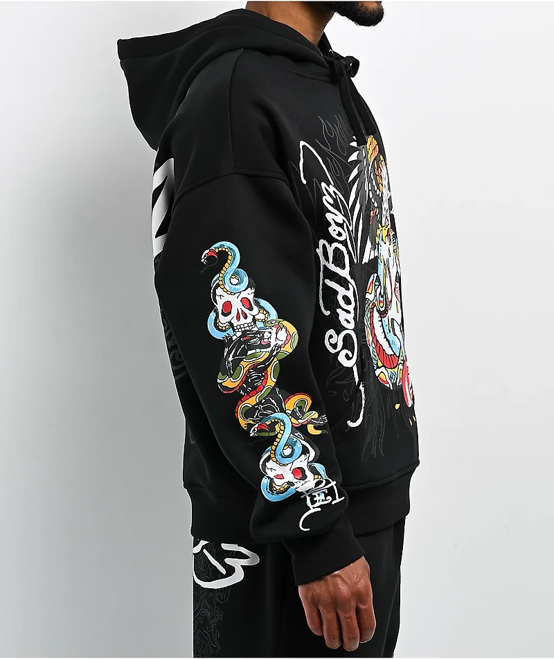 Ed Hardy x $AD BOYZ by Junior H Eagle Skull Black Hoodie