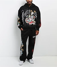 Ed Hardy x $AD BOYZ by Junior H Eagle Skull Black Hoodie