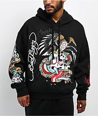 Ed Hardy x $AD BOYZ by Junior H Eagle Skull Black Hoodie