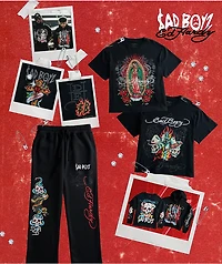 Ed Hardy x $AD BOYZ by Junior H Gamble Rhinestone Black Long Sleeve T-Shirt